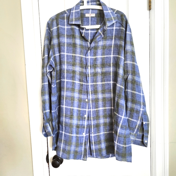 Luciano Barbera Other - Luciano Barbera Italian Made Linen Button Down Shirt. XL. Plaid.